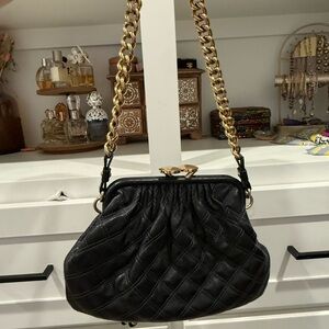 Marc Jacobs Black Quilted Shoulder Bag with Gold Chain